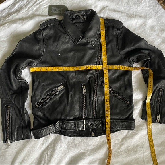 AllSaints Balfern Leather Biker Jacket Black US 10, UK 14 - Picture 5 of 12